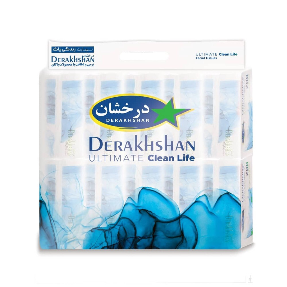 دستمال کاغذی دولایه 200 برگ درخشان