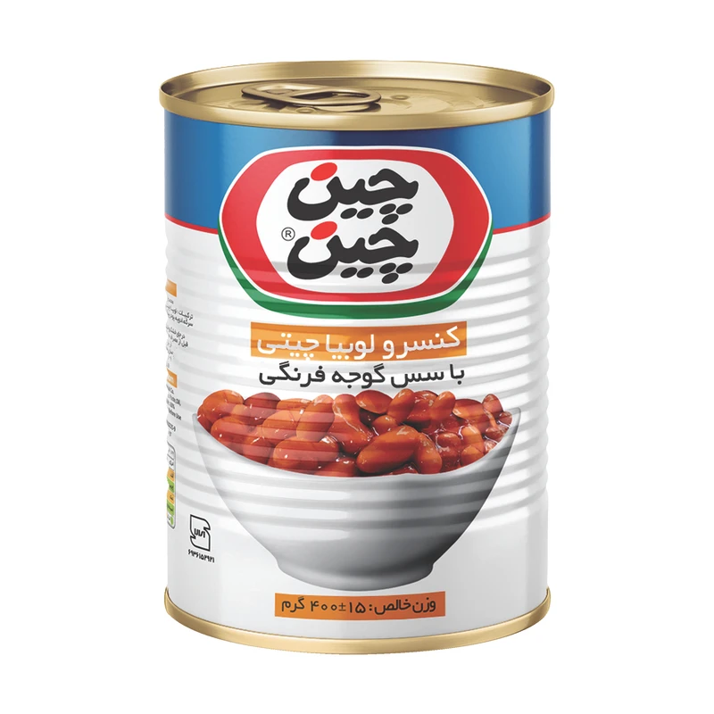 کنسرو لوبیا چیتی با سس گوجه فرنگی 380 گرم چین چین