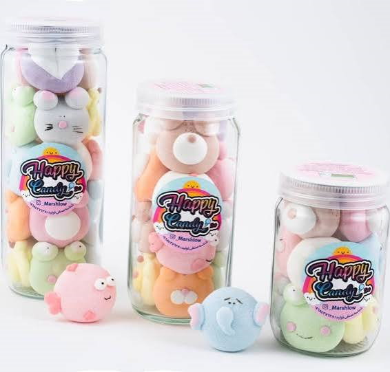 مارشملو جار شیشه ای متوسط هپی کندی